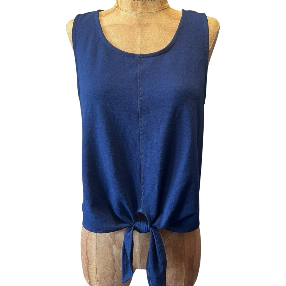Everly Deep Blue Tie-Front Tank Top NWT S